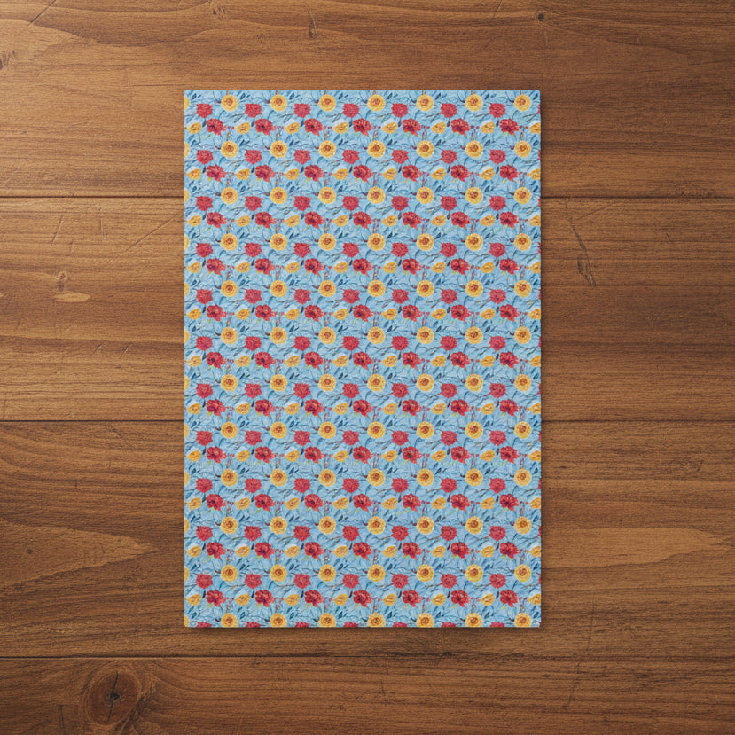 Blue Floral Microfiber Kitchen Towel