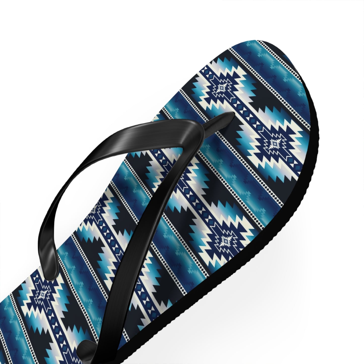 Southwest Aztec Pattern Flip Flops — Blue Tribal Summer Sandals