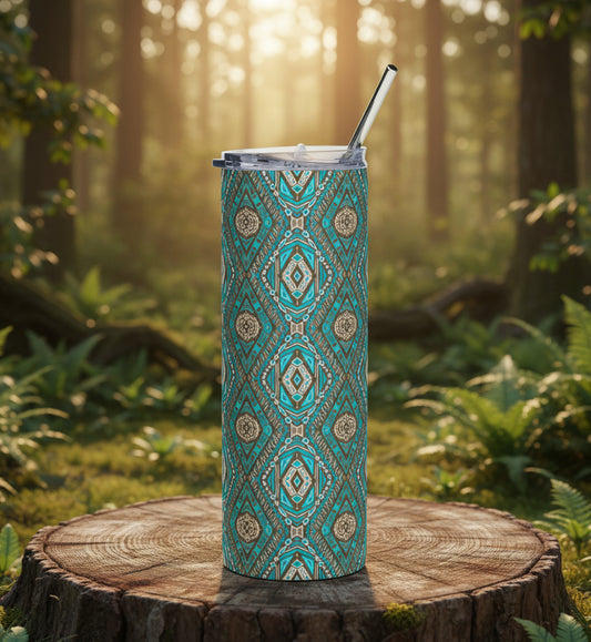 Turquoise Western Motif 20oz Stainless Steel Tumbler