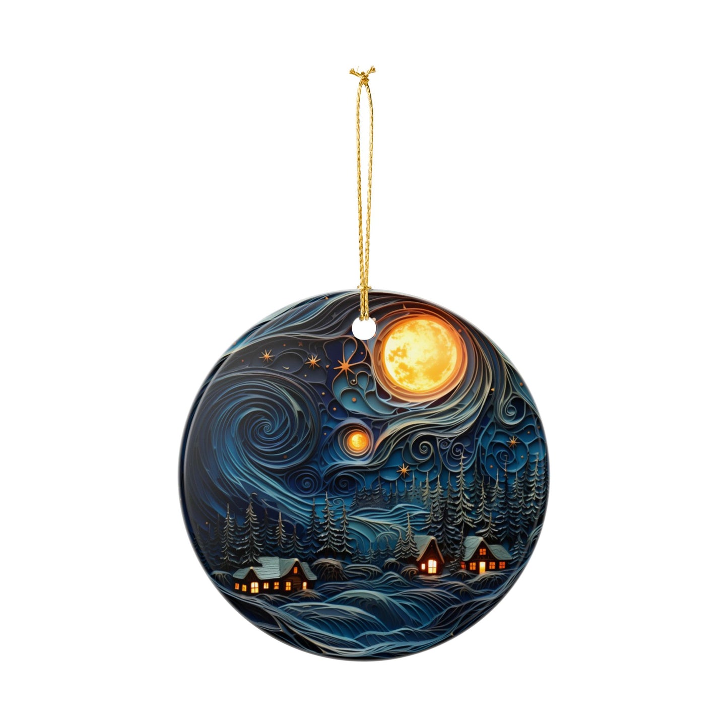 Midwinter Sky Ceramic Christmas Ornament