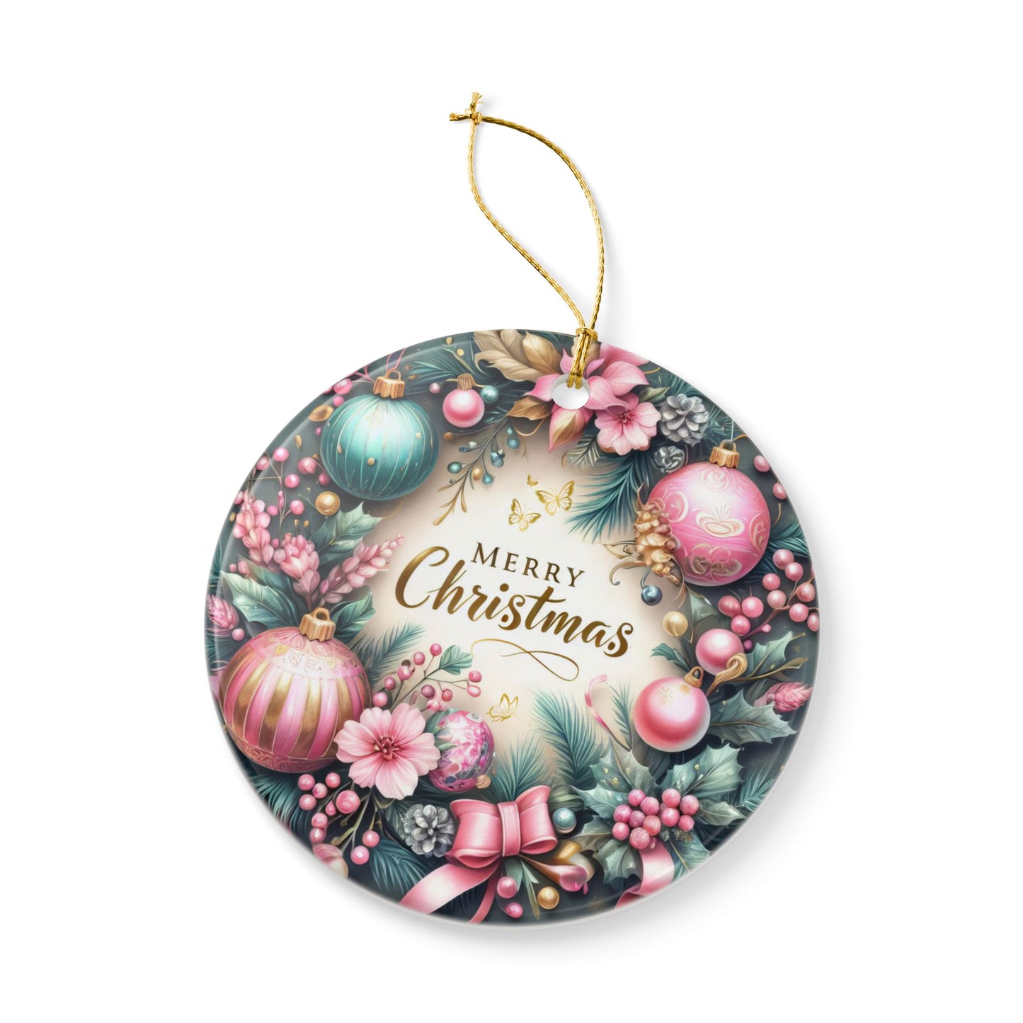 Christmas Elegance Ceramic Ornament