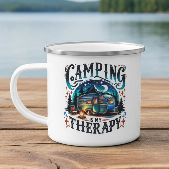 Camping Is My Therapy Enamel Camping Mug