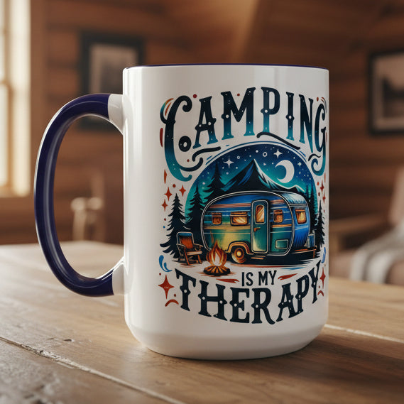 Camping Is My Therapy 15oz Accent Mug