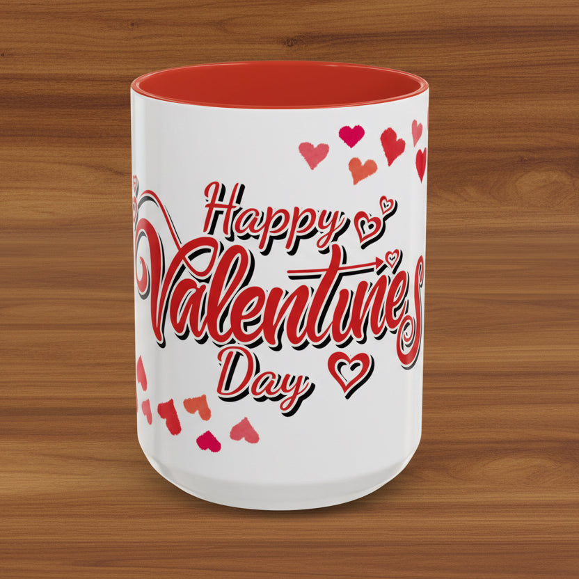 Happy Valentine's Day 15oz Red Accent Mug