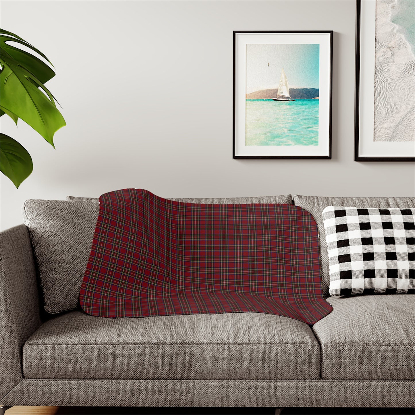 Christmas Eve Plaid Sherpa Blanket (beige reverse)