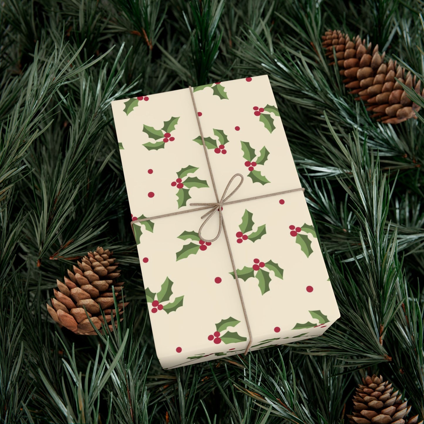 Holly & Berries Christmas Gift Wrap Paper