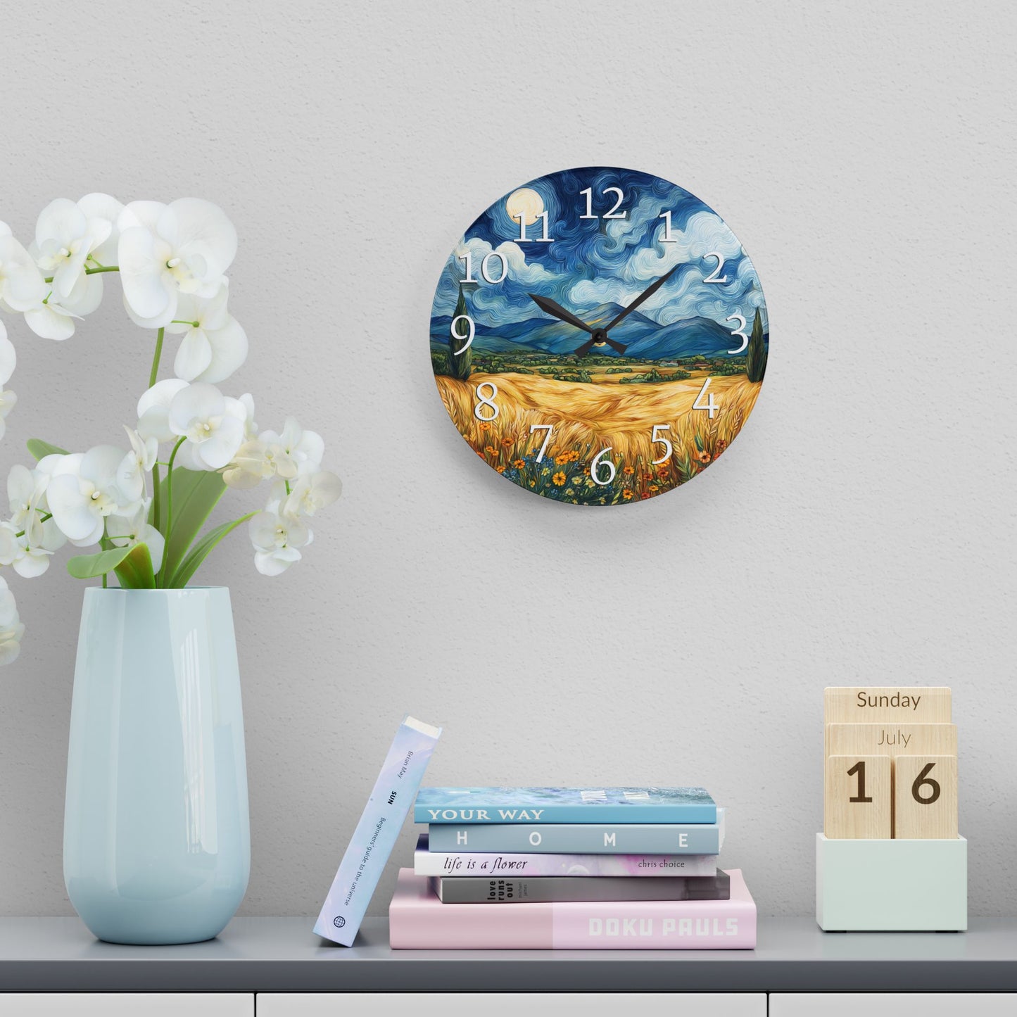 Van Gogh Style Acrylic Wall Clock