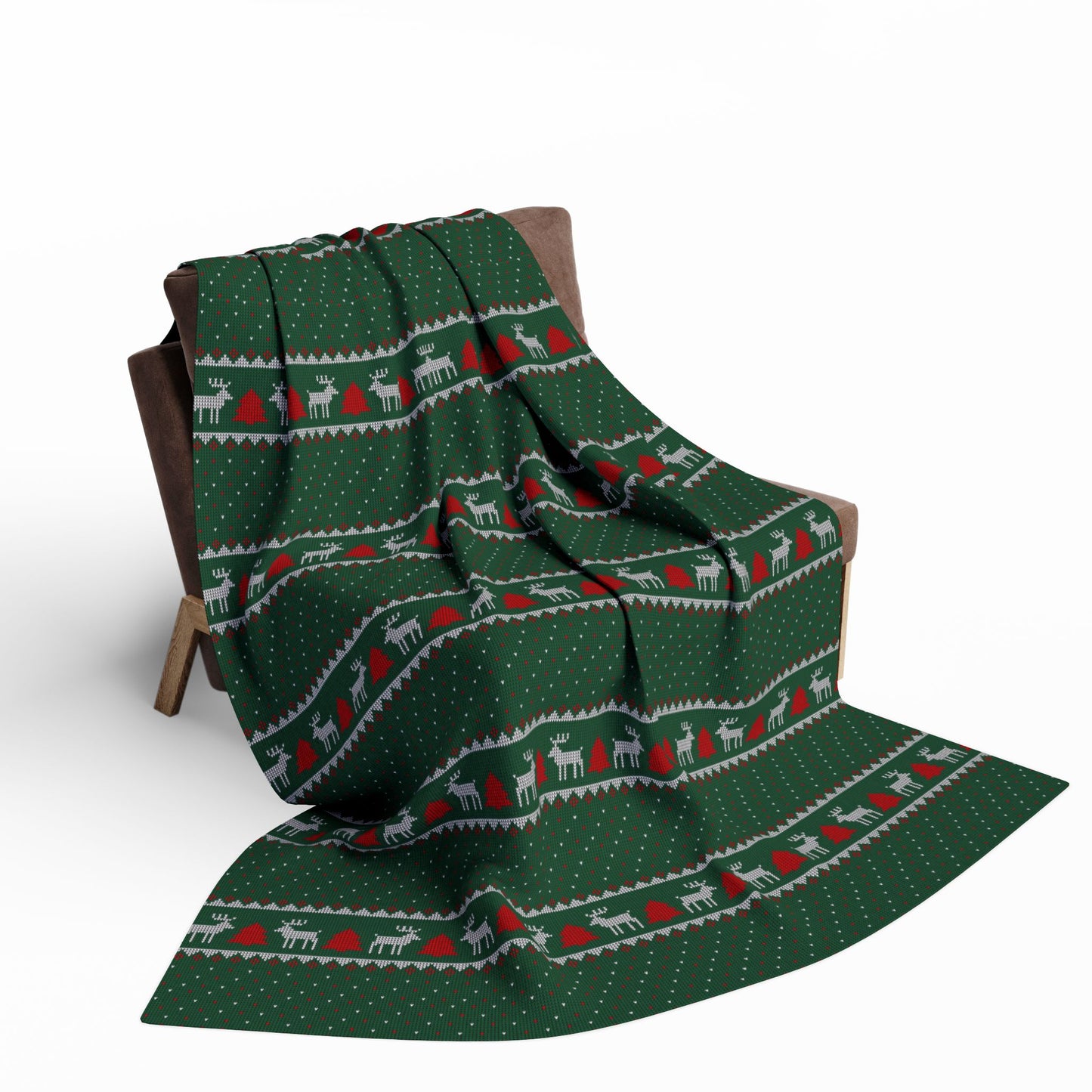 Fair Isle Reindeer Christmas Holiday Fleece Blanket