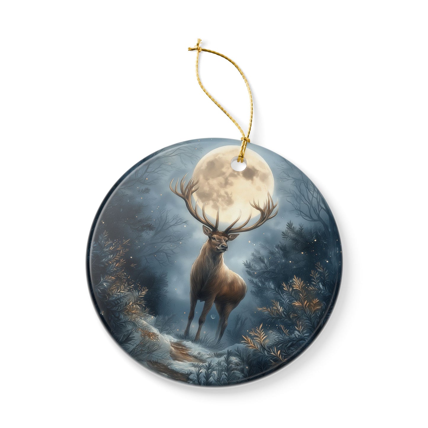 Moonlit Majesty Deer Christmas Ornament