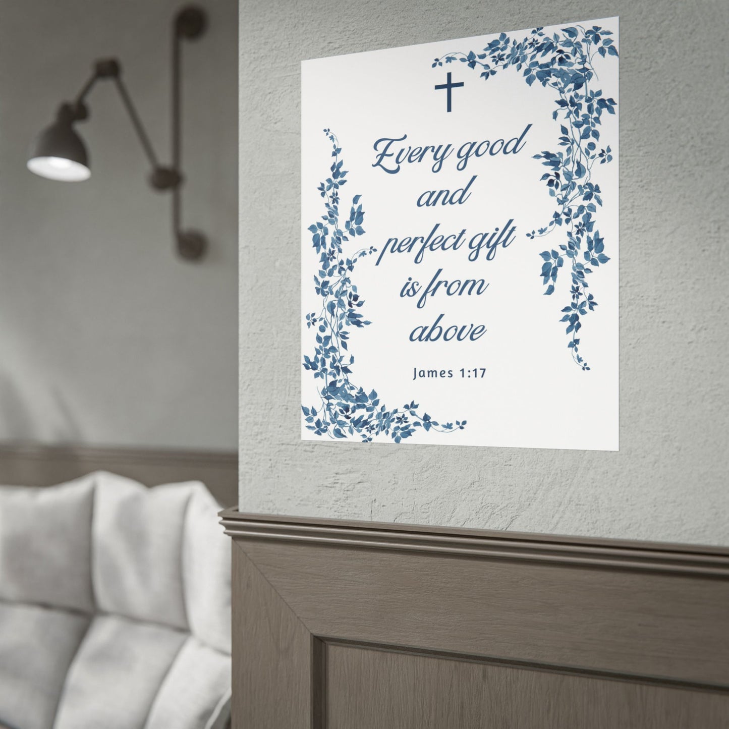 Every good and perfect gift is from above (James 1:17) Floral Scripture Wall Art | Christian Home Decor
