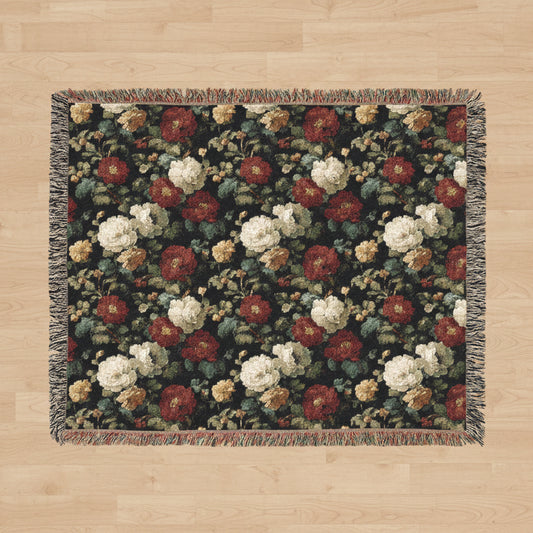 Vintage Roses Woven Blanket