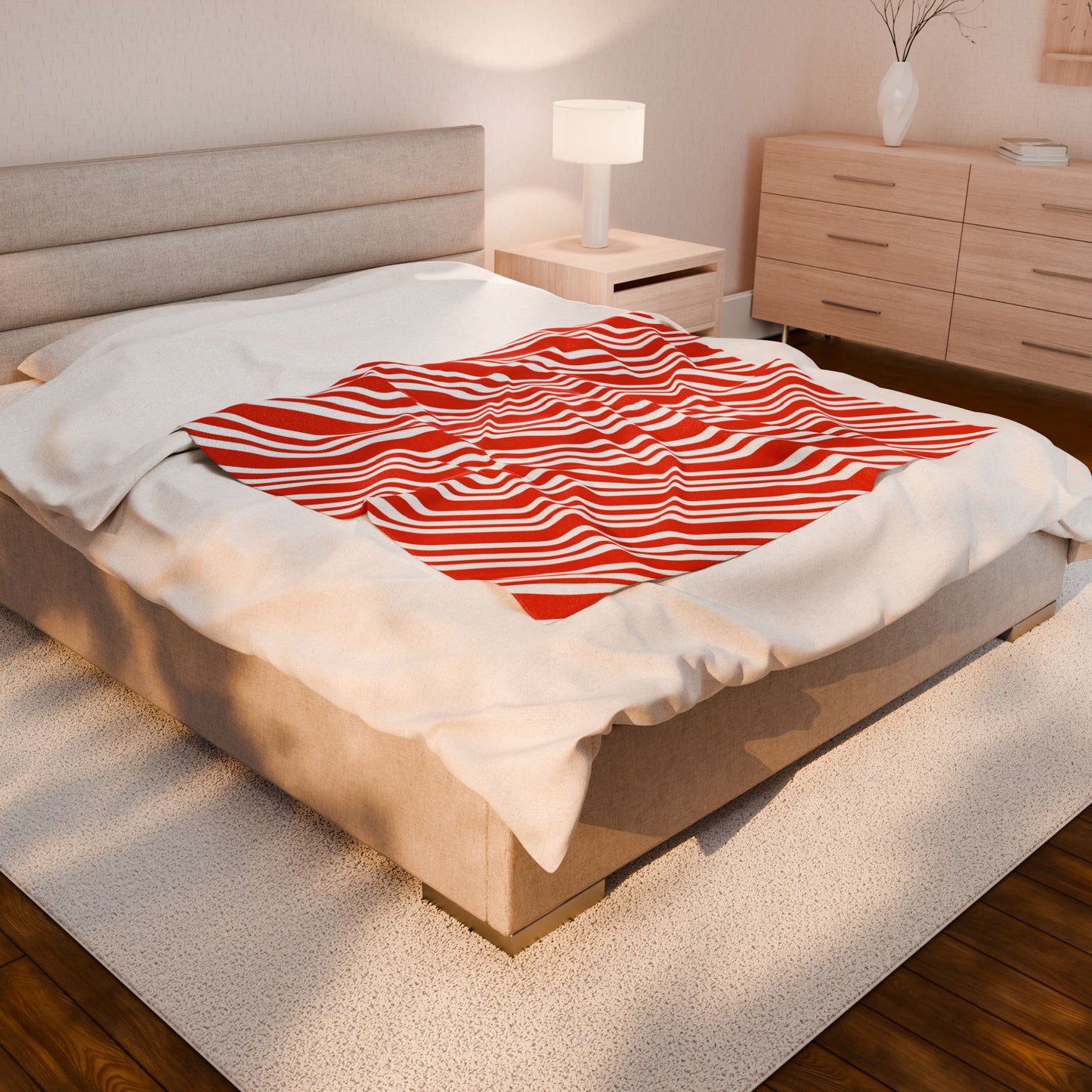 Candy Cane Stripe Velveteen Plush Blanket
