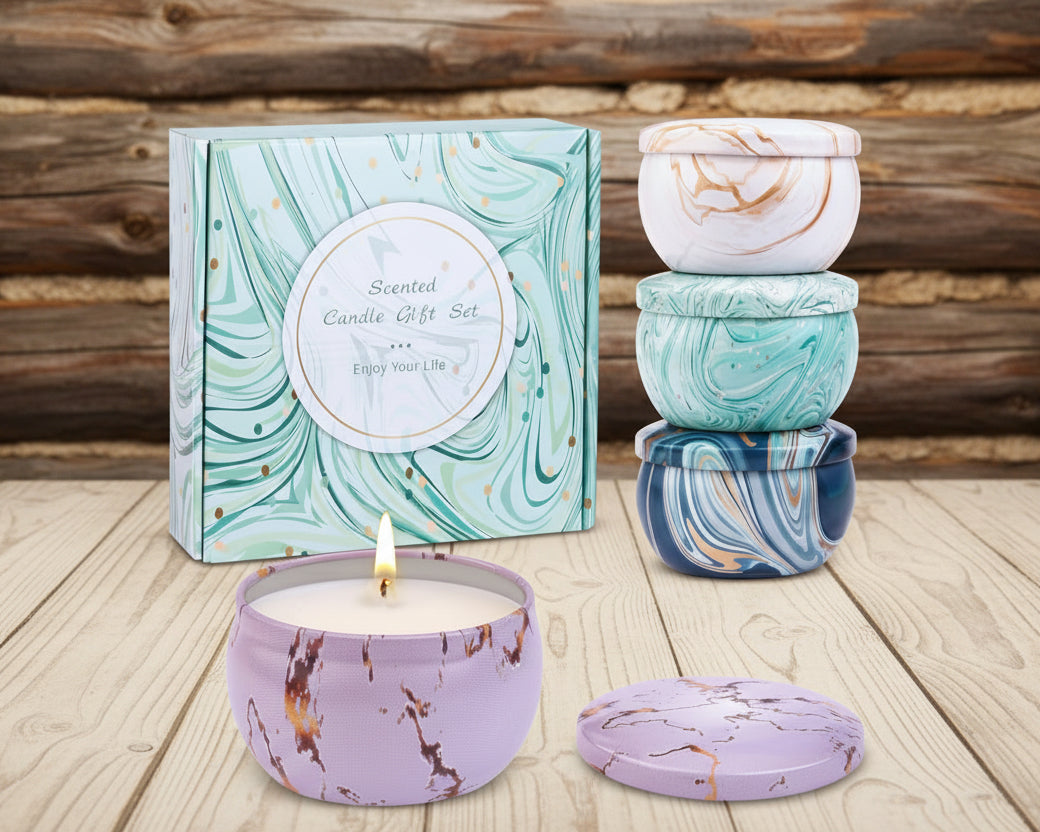 Christmas Candle Gifts - Scented Candles Gifts Set for Women, 4 Packs Aromatherapy Candles for Home Scented, 120H Long Burning Natural Soy Wax Candles Set for Birthday, Mother'S Day, Valentine'S Day