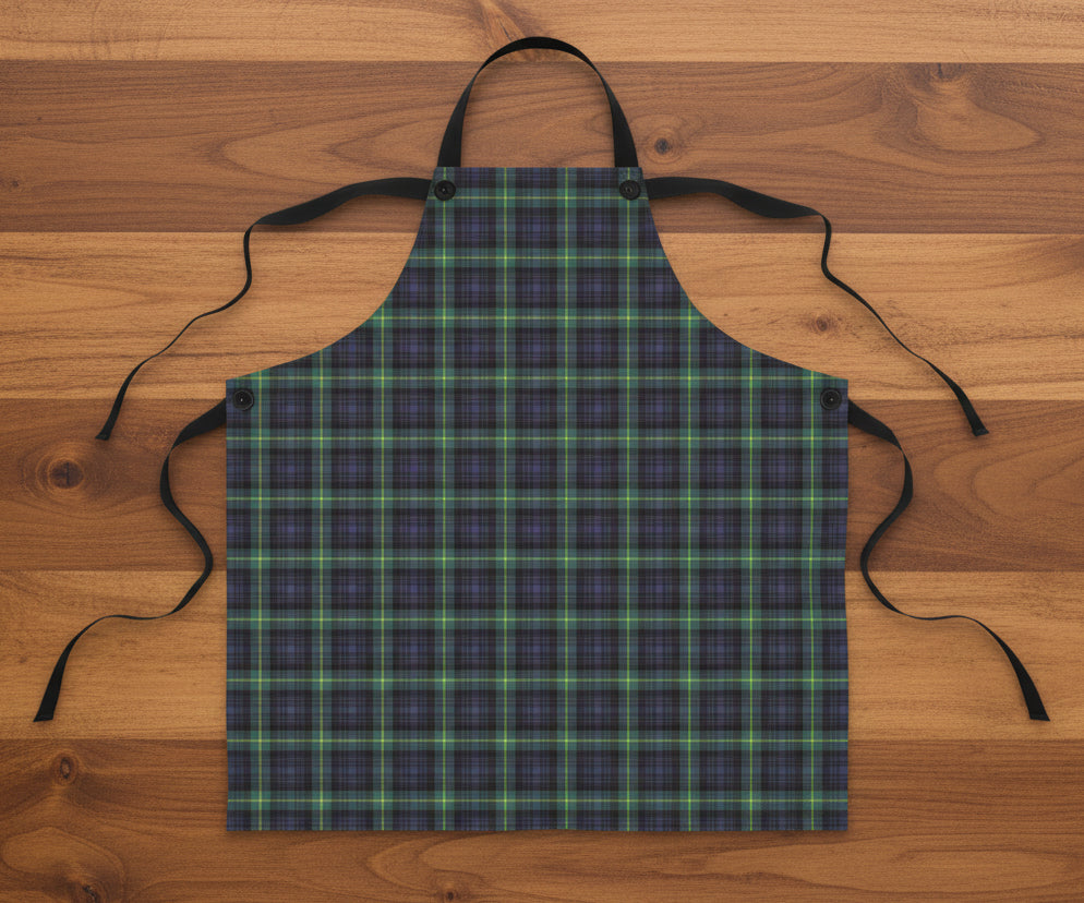 Green & Navy Tartan Plaid Apron