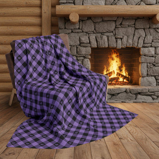 Purple Buffalo Plaid Fleece Blanket