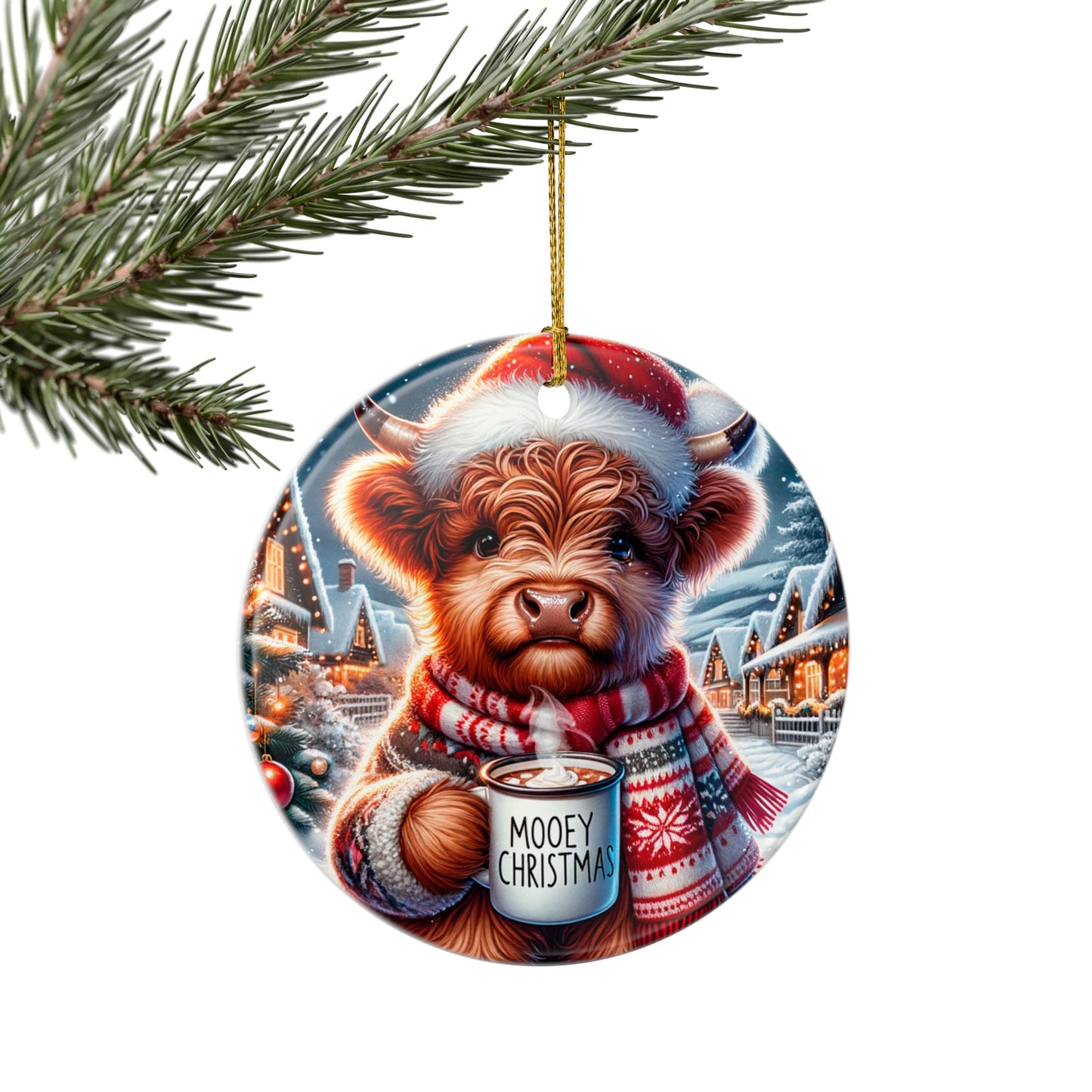 Mooey Christmas Ceramic Ornament