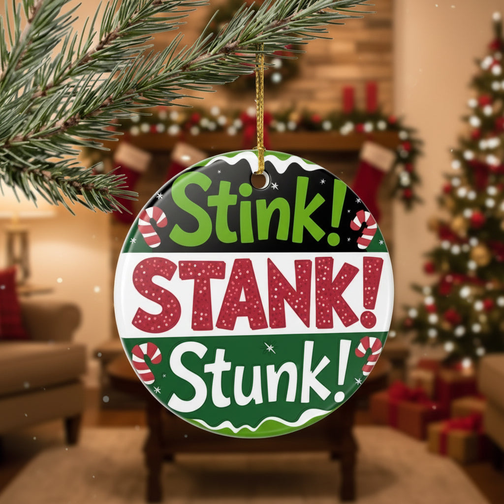 Stink! Stank! Stunk! Ceramic Christmas Ornament — Funny Holiday Tree Decoration