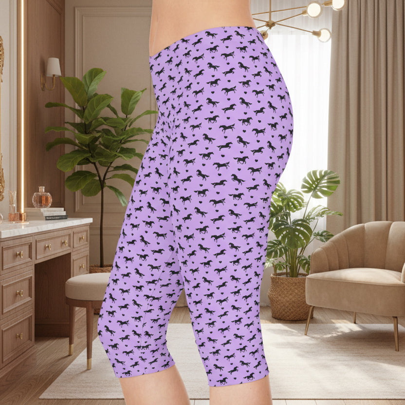 Horses & Hearts Lilac Capri Leggings