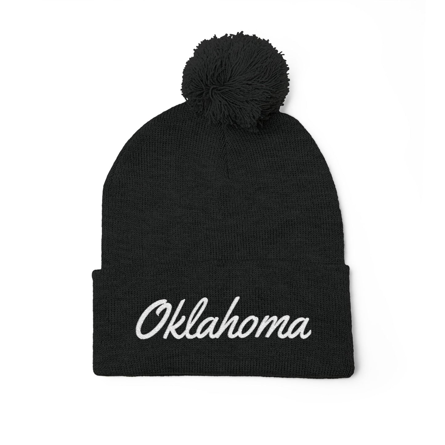 Oklahoma Embroidered Pom-Pom Knit Cap — Oklahoma Beanie for Fans
