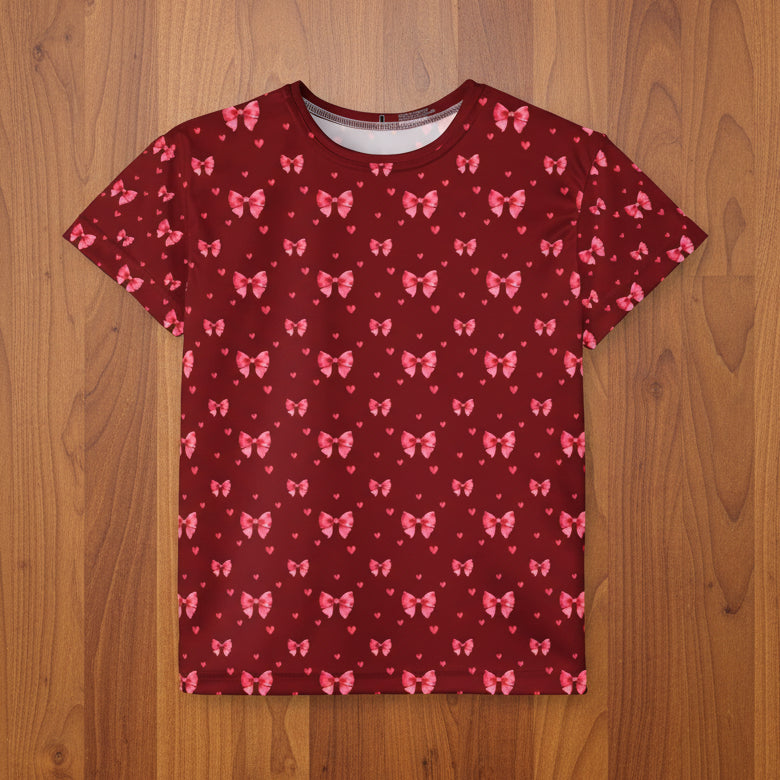 Kids Pink Hearts and Ribbons Tshirt