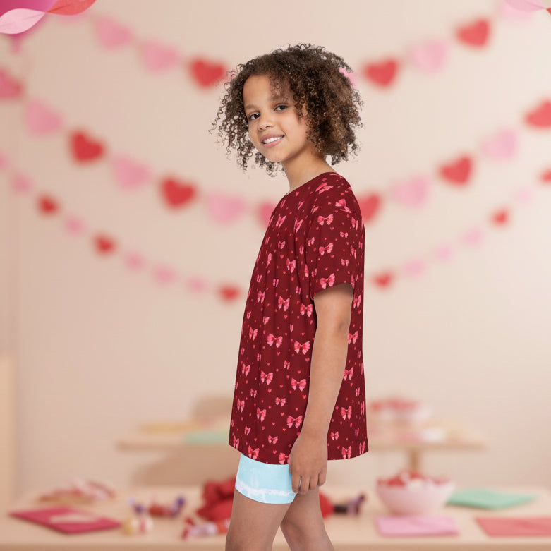 Kids Pink Hearts and Ribbons Tshirt
