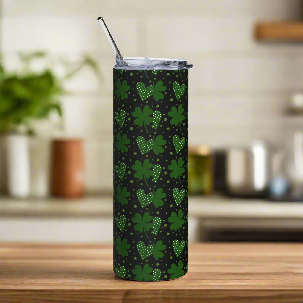 St. Patrick’s Four Leaf Clovers & Hearts 20oz Stainless Steel Tumbler