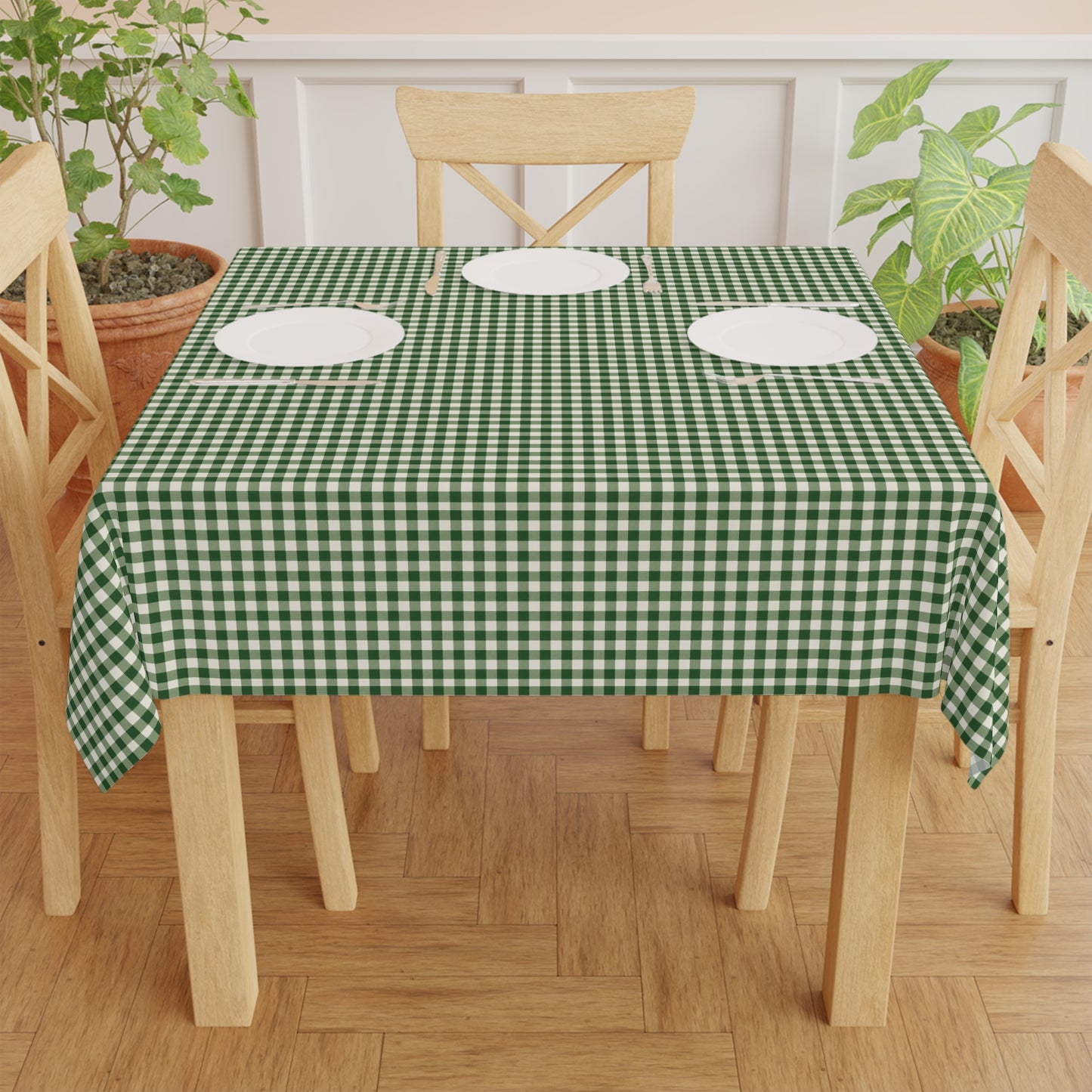 Forest Green Gingham Tablecloth