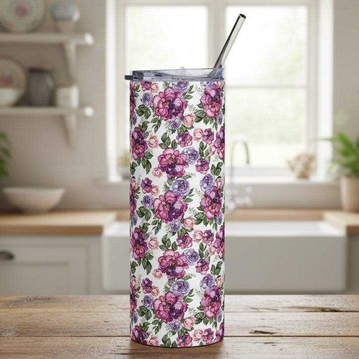 Watercolor Roses 20oz Stainless Tumbler