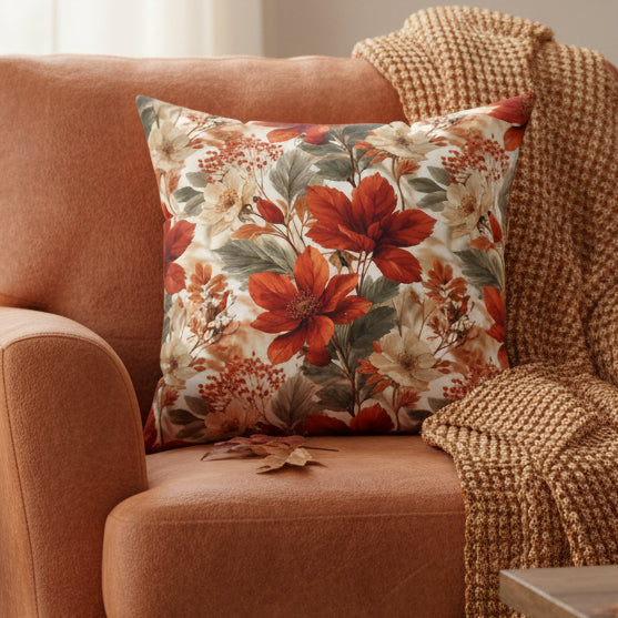 Autumn Foliage Faux Suede Pillow