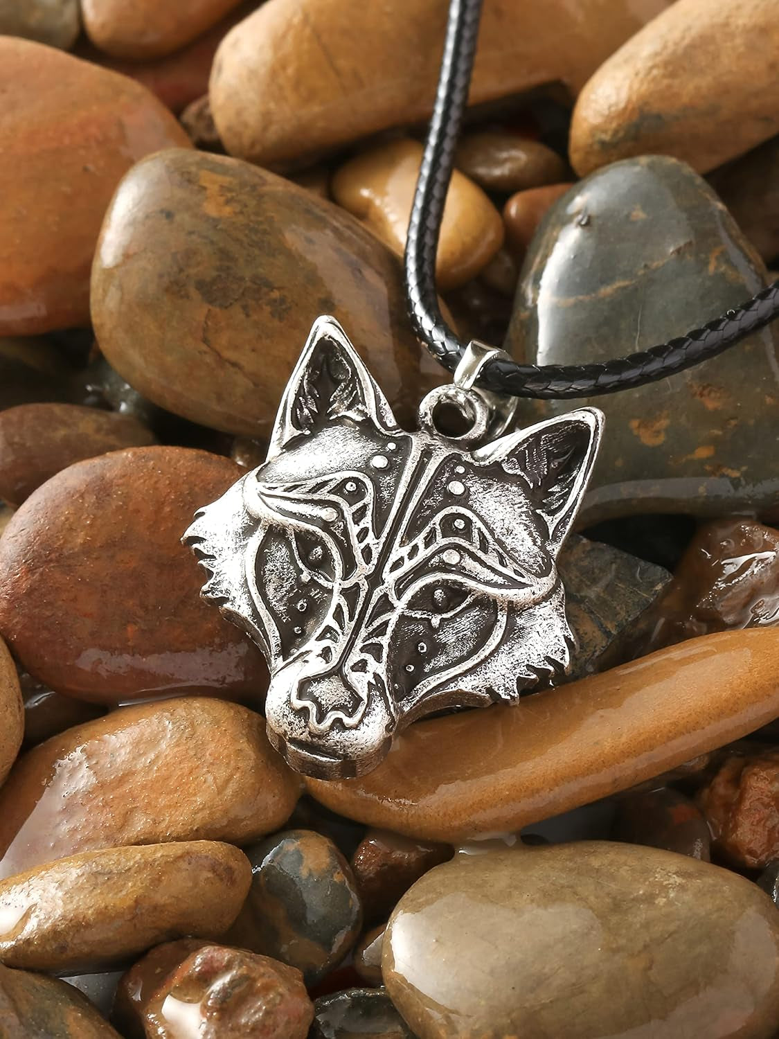 Wolf Necklace, Viking Wolf Head Pendant, Animal Totem Jewelry Gift for Men and Women
