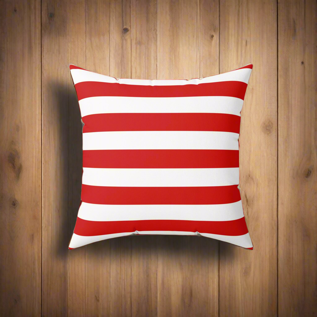 USA Flag Red & White Stripe Faux Suede Pillow