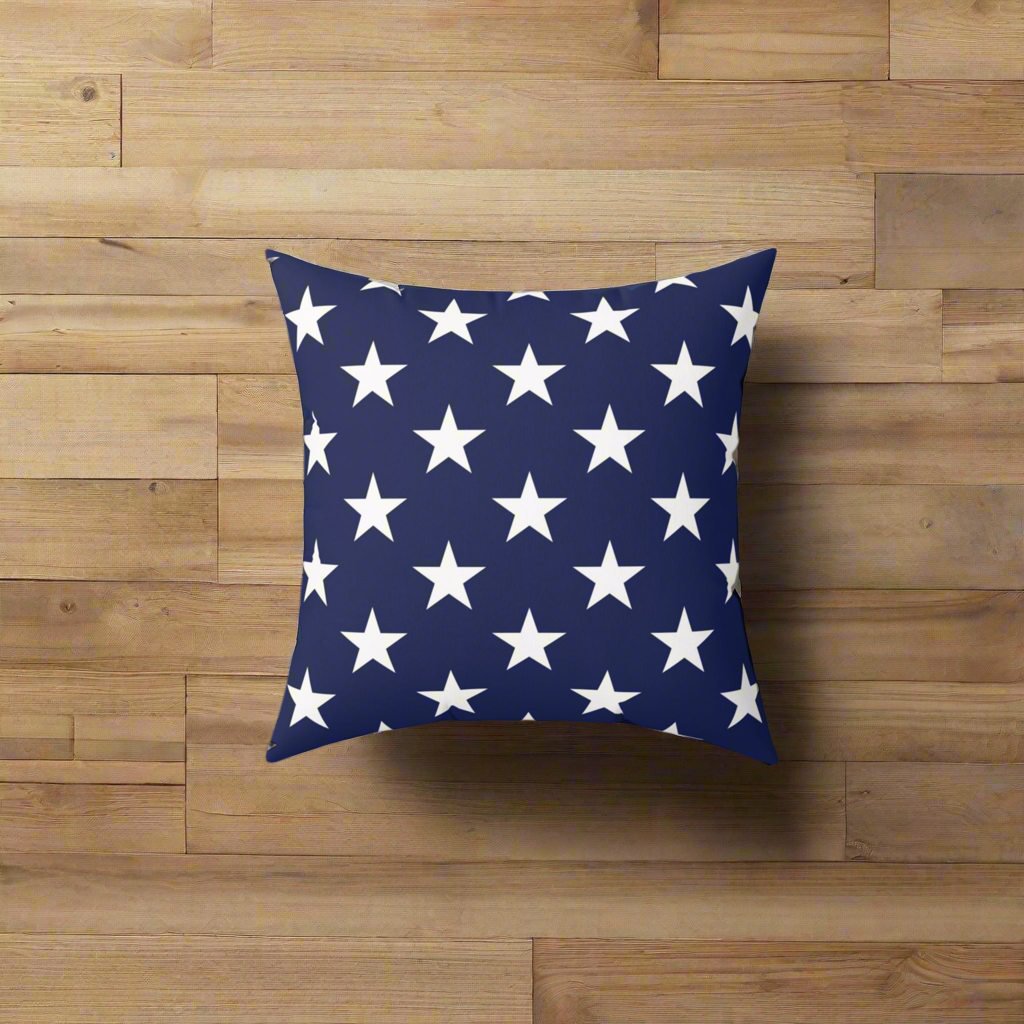 USA Flag Navy Star Faux Suede Pillow