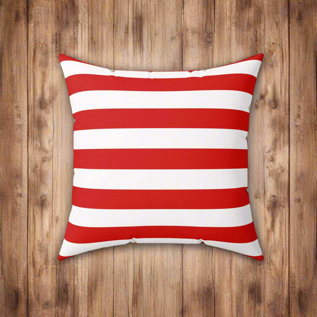 USA Flag Red & White Stripe Faux Suede Pillow