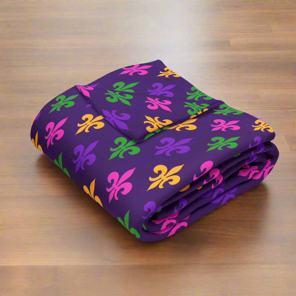 Mardi Gras Fleur-de-Lis Fleece Blanket