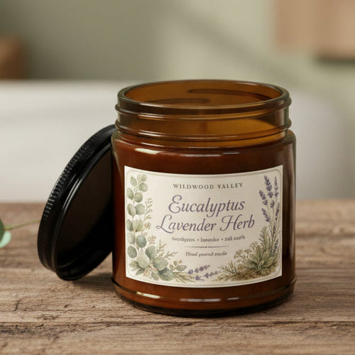 Eucalyptus lavender herb candle by wildwood valley