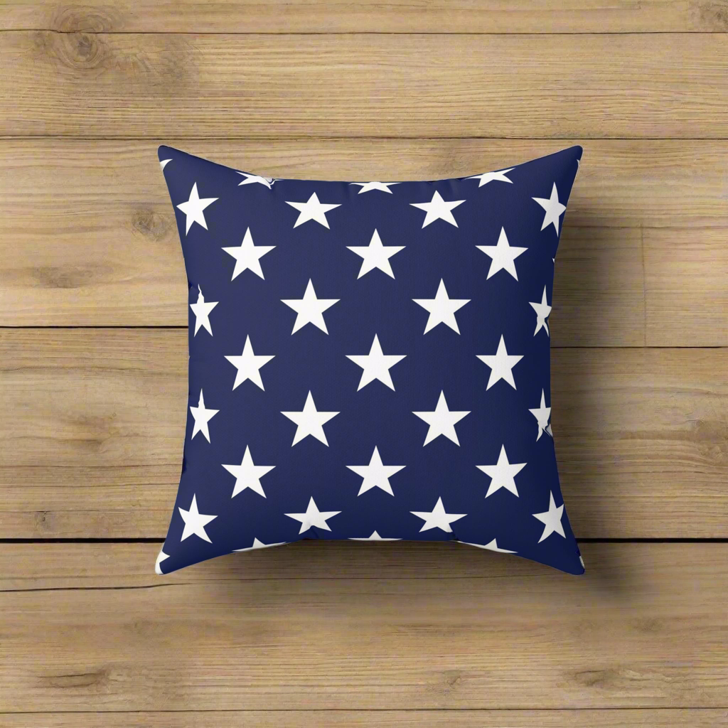 USA Flag Navy Star Faux Suede Pillow