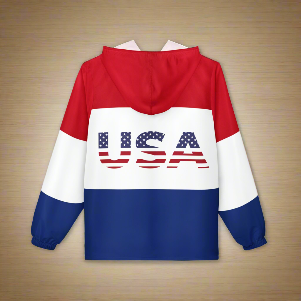 Red, white, & blue USA windbreaker jacket 