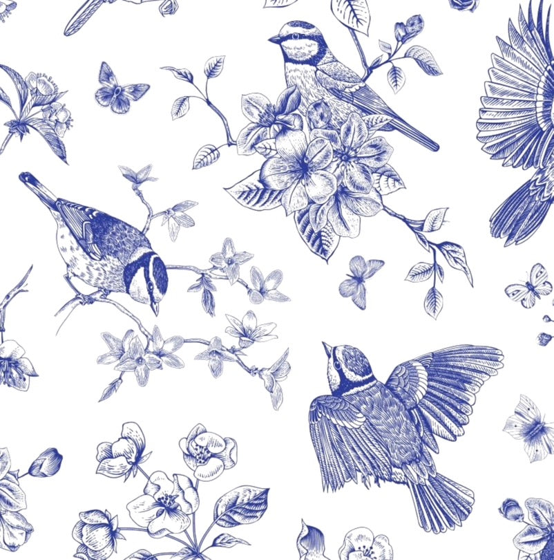 Floral Bluebird Toile Women's Jersey