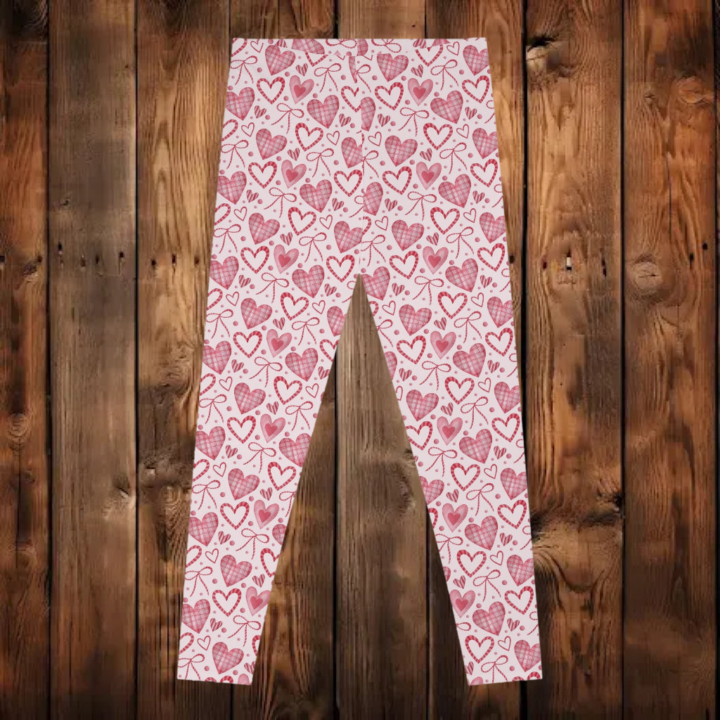 Pink Hearts & Ribbons Leggings