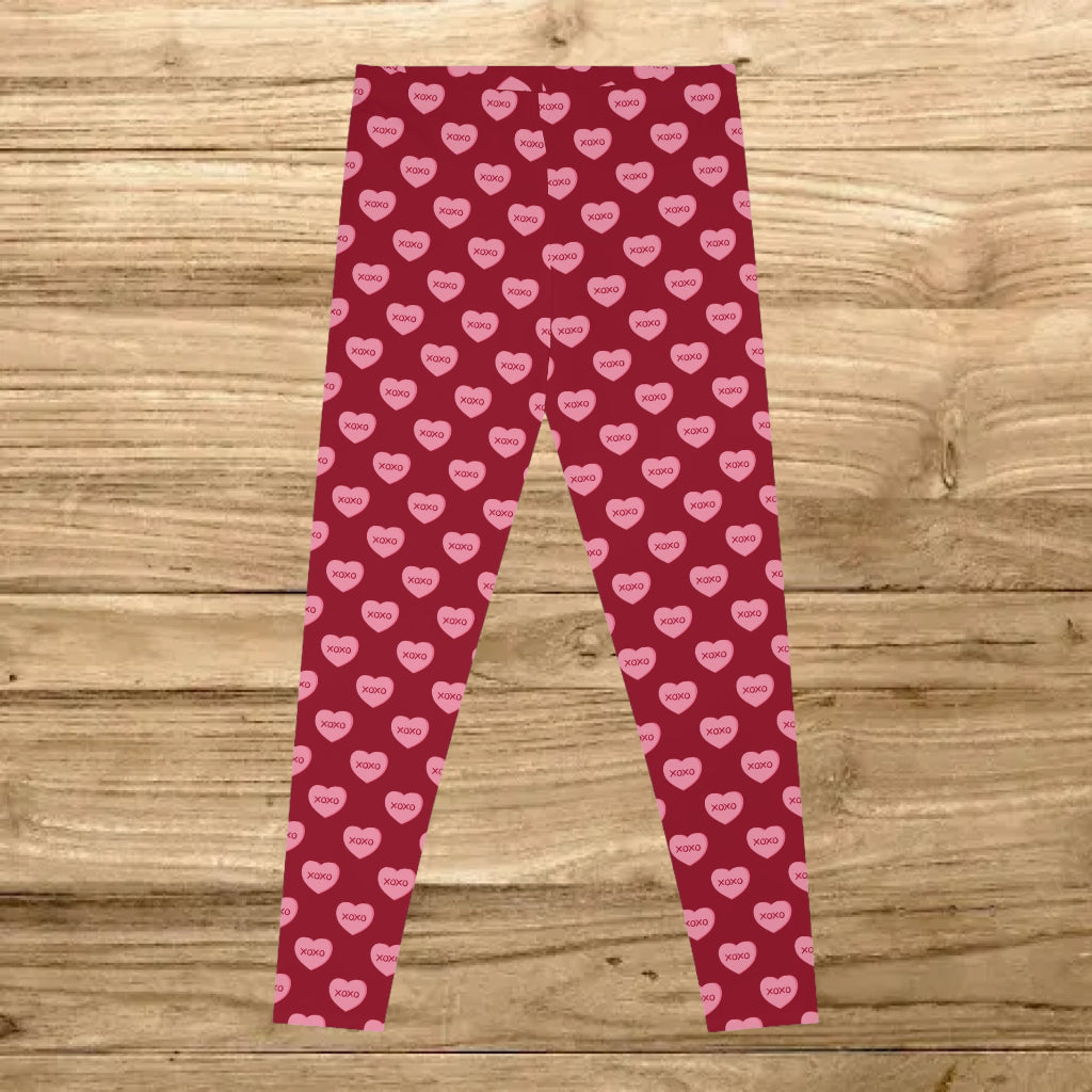 Valentine Conversation Hearts All-Over Print Leggings