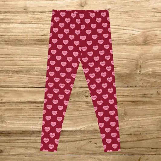 Valentine Conversation Hearts All-Over Print Leggings