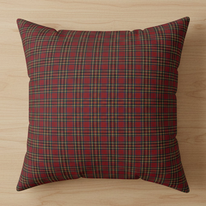 Red Plaid Faux Suede Pillow