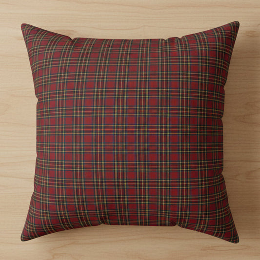 Christmas Eve Plaid Faux Suede Square Pillow