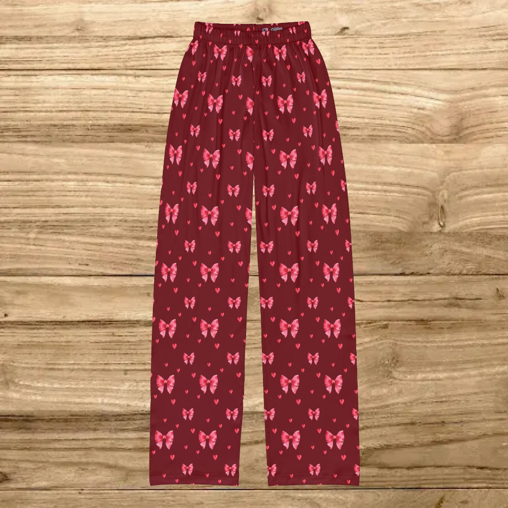 Kids Pink Hearts and Ribbons Lounge Pants