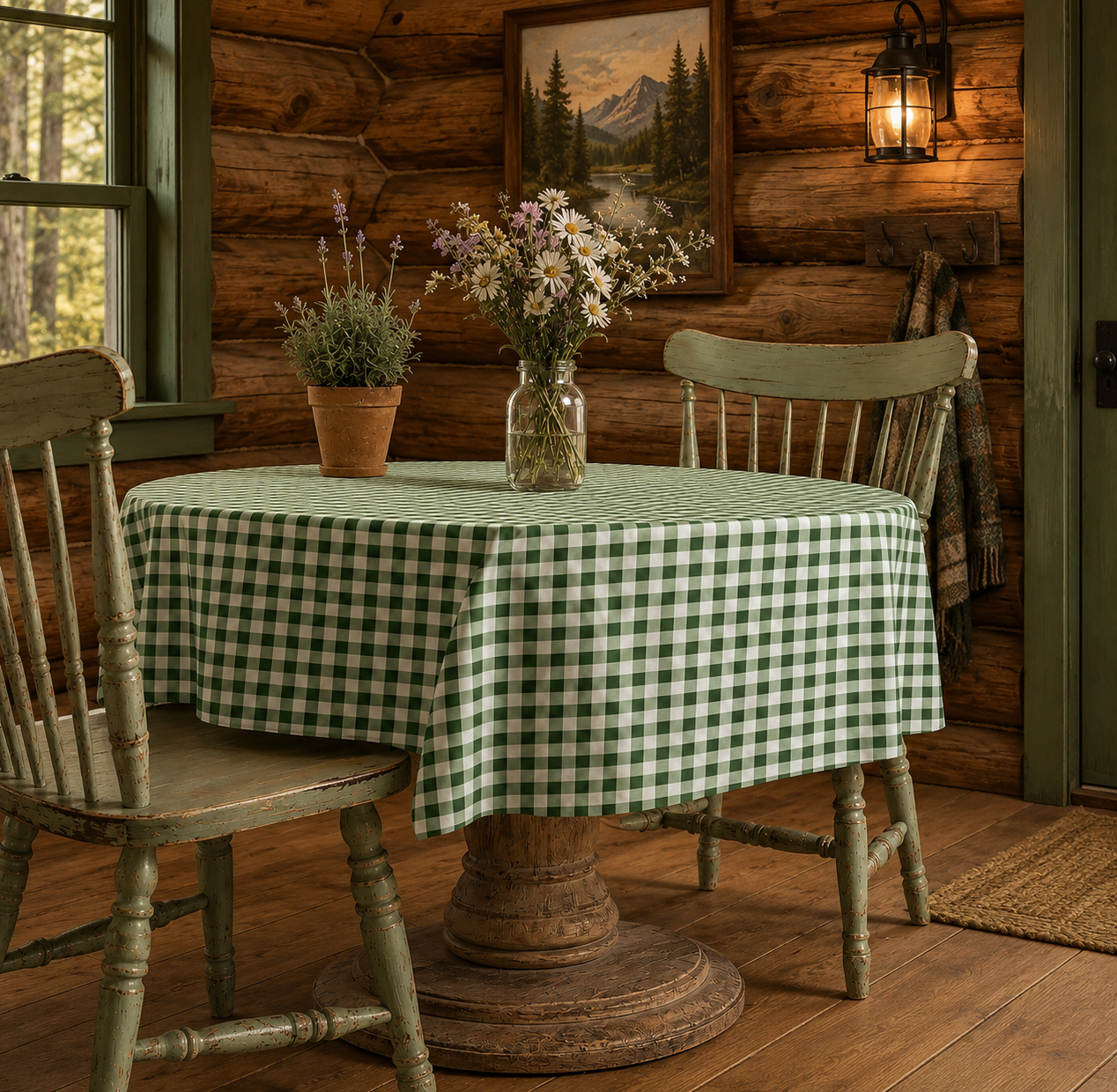 Forest Green Gingham Tablecloth