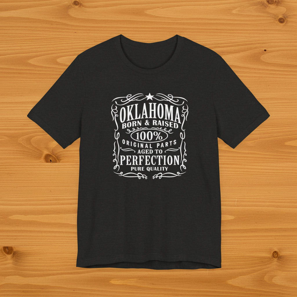 Oklahoma T-shirt with mock whisky graphic