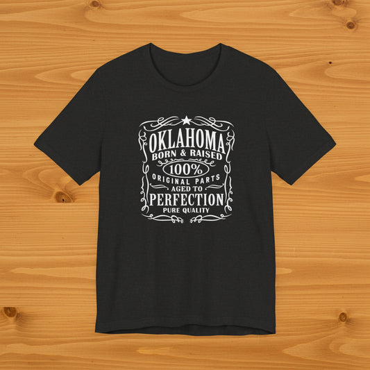 Oklahoma T-shirt with mock whisky graphic