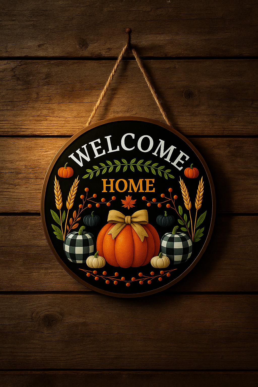 Welcome Home Pumpkin Wood Sign