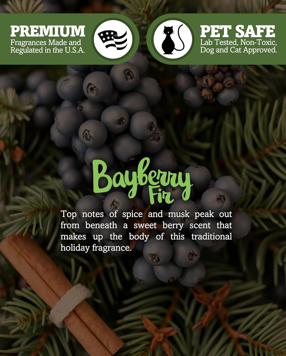 Bayberry Fir Wax Melts - Formula 117-1 Highly Scented 3 Oz. Bar - Made with Natural Oils - Christmas & Holiday Air Freshener Cubes Collection