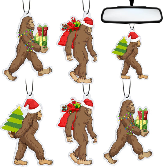 6 Pcs Air Freshener Christmas Foot Sasquatch Gifts Funny Hanging Car Air Freshener for Women Men Automotive Accessories, Pine Scent, 3.15 Inches, 3 Styles